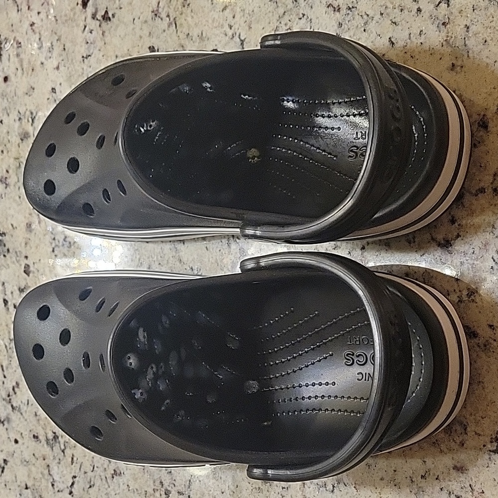 Women's and  Men's Black Croks, 10.